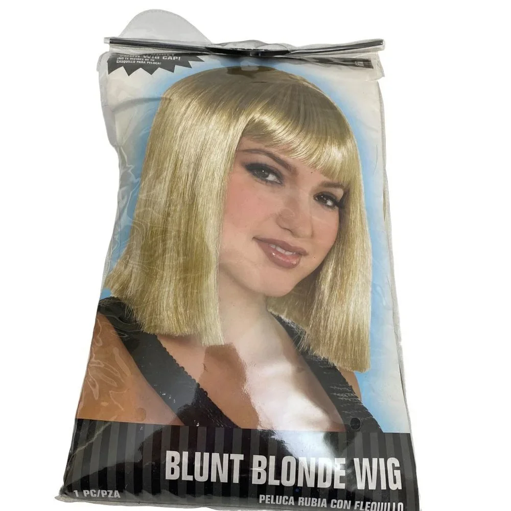Blonde Costume Wig Straight Short Hair Bob with Bangs Flapper